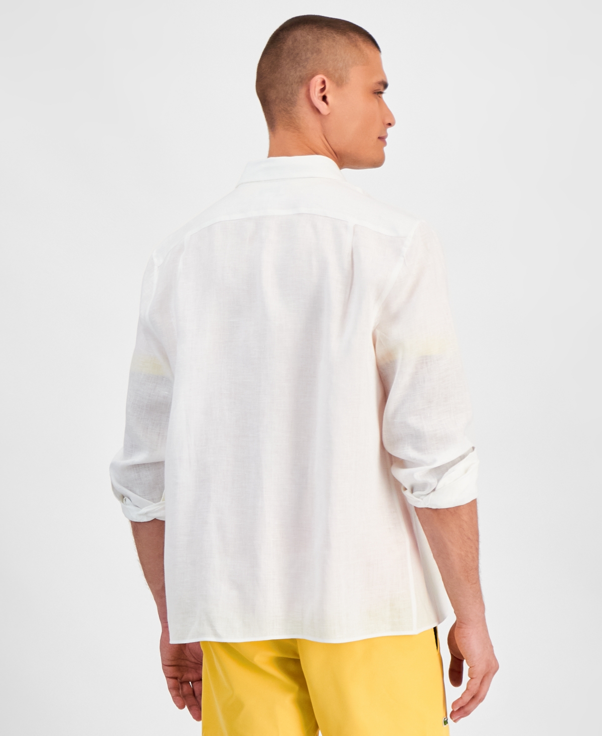 Lacoste Men's Regular-Fit Linen Shirt - 001 White