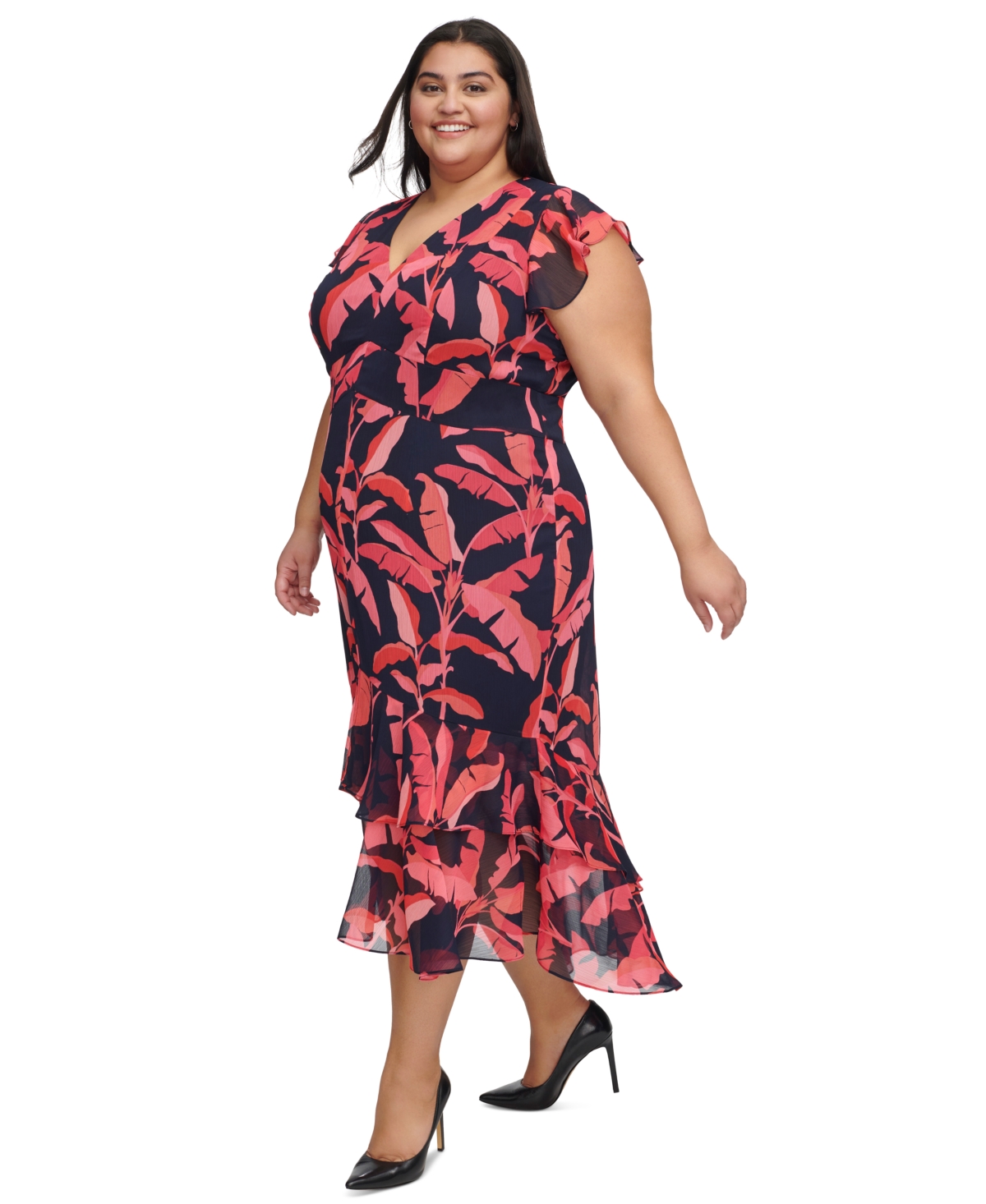Shop Tommy Hilfiger Plus Size Beverley Hills Printed Midi Dress In Skycpt,prd