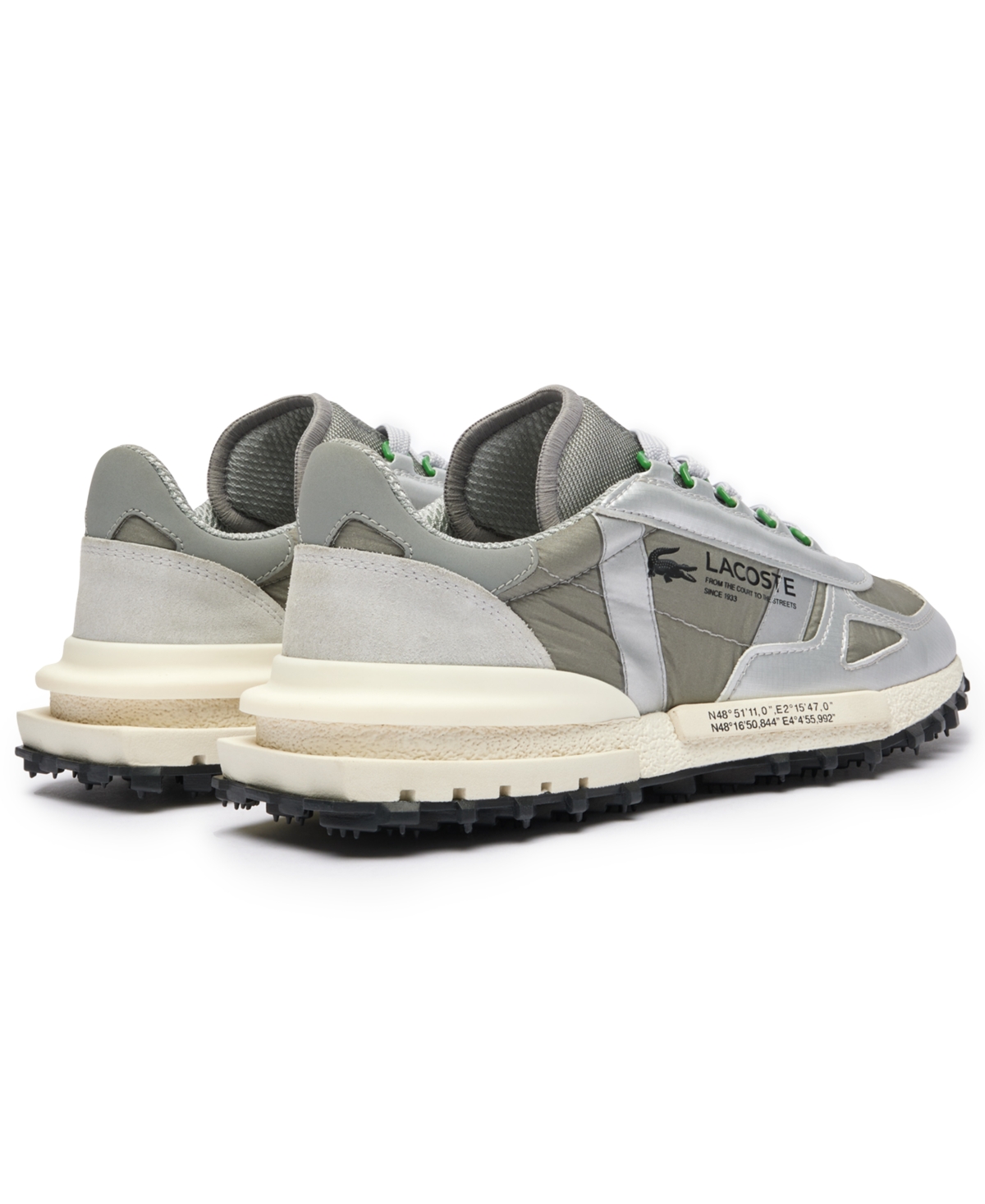 Shop Lacoste Men's Elite Active Lace-up Sneakers In Gray,silver