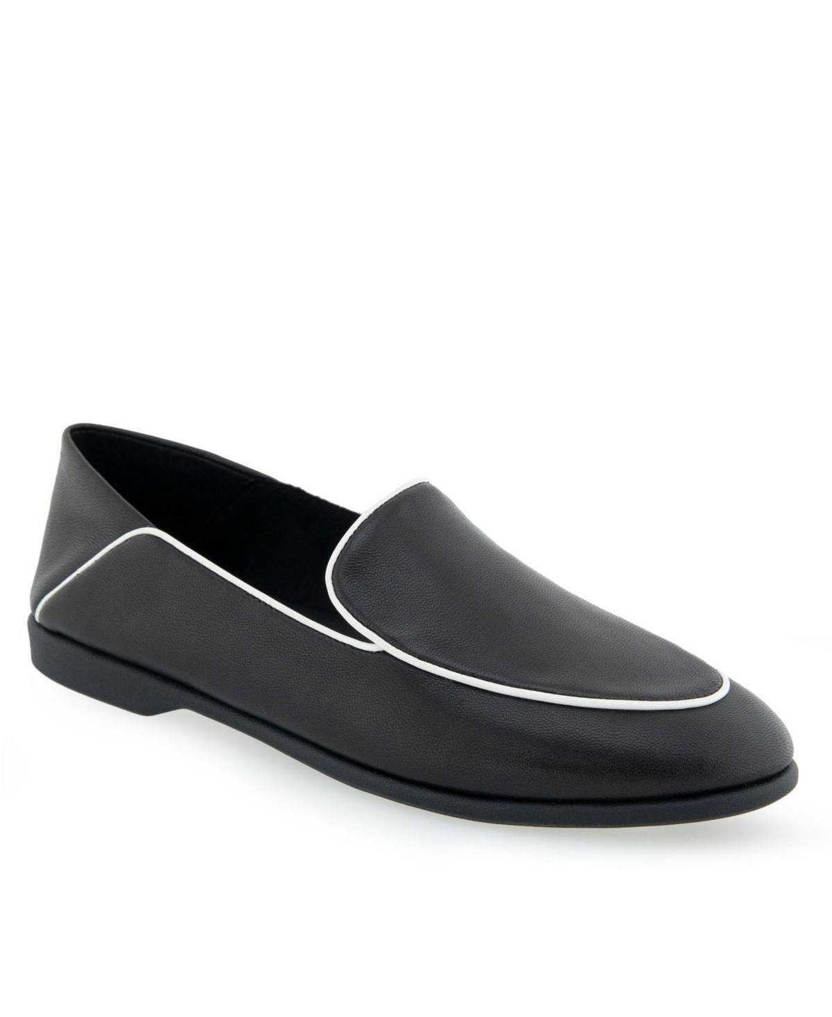 Shop Aerosoles Women's Bay Tapered Loafers In Black Leather