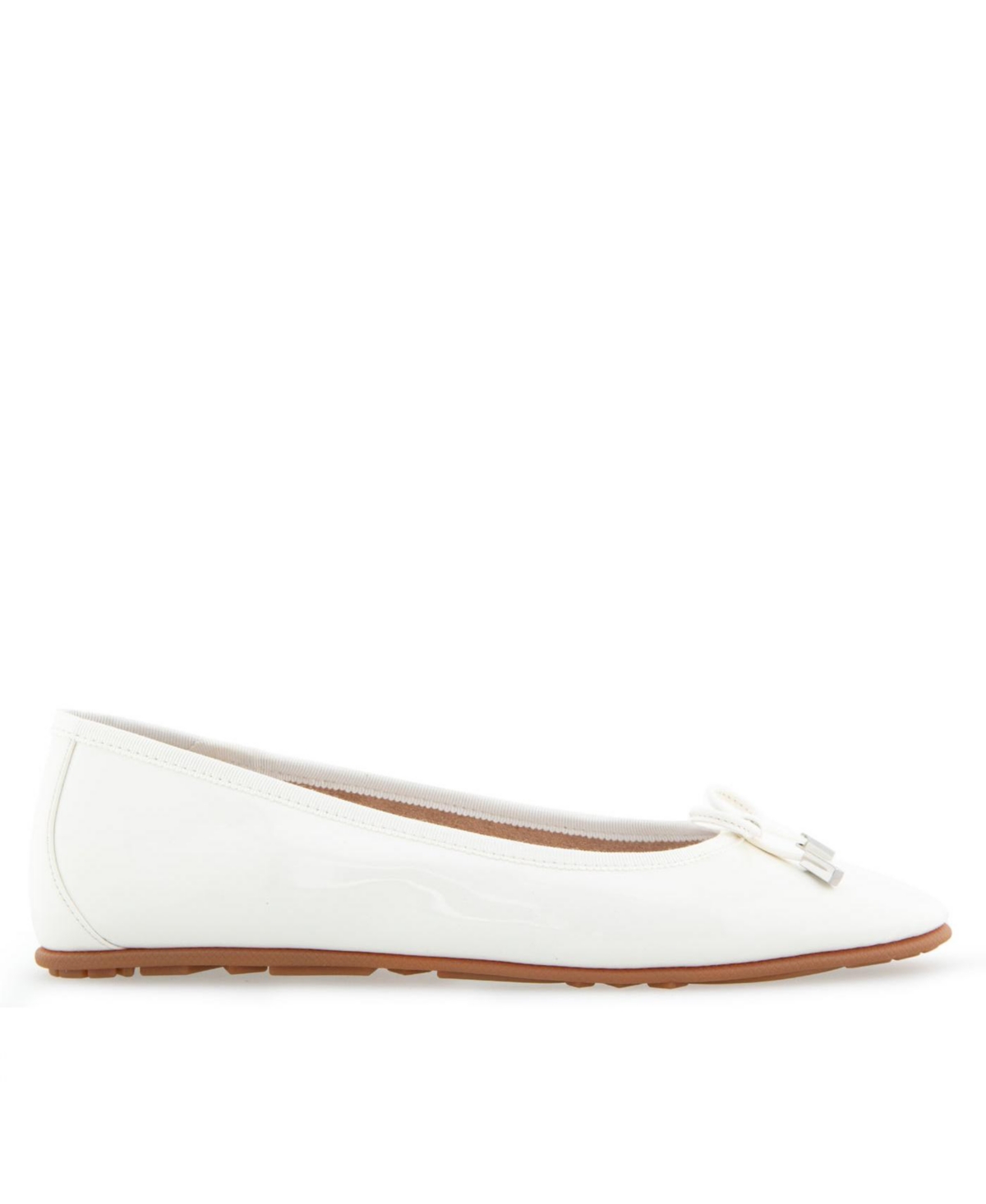 Shop Aerosoles Women's Pia Casual Ballet Wedge Flats In White Patent Polyurethane