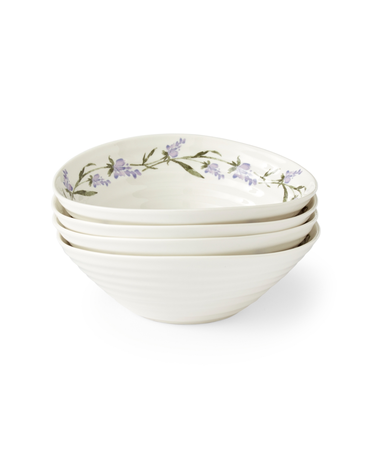 Portmeirion Sophie Conran Lavandula Cereal Bowls, Set Of 4 In White