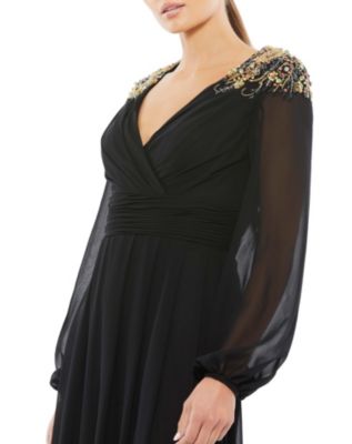 Women's Ieena Embellished Shoulder Blouson Sleeve Evening Gown