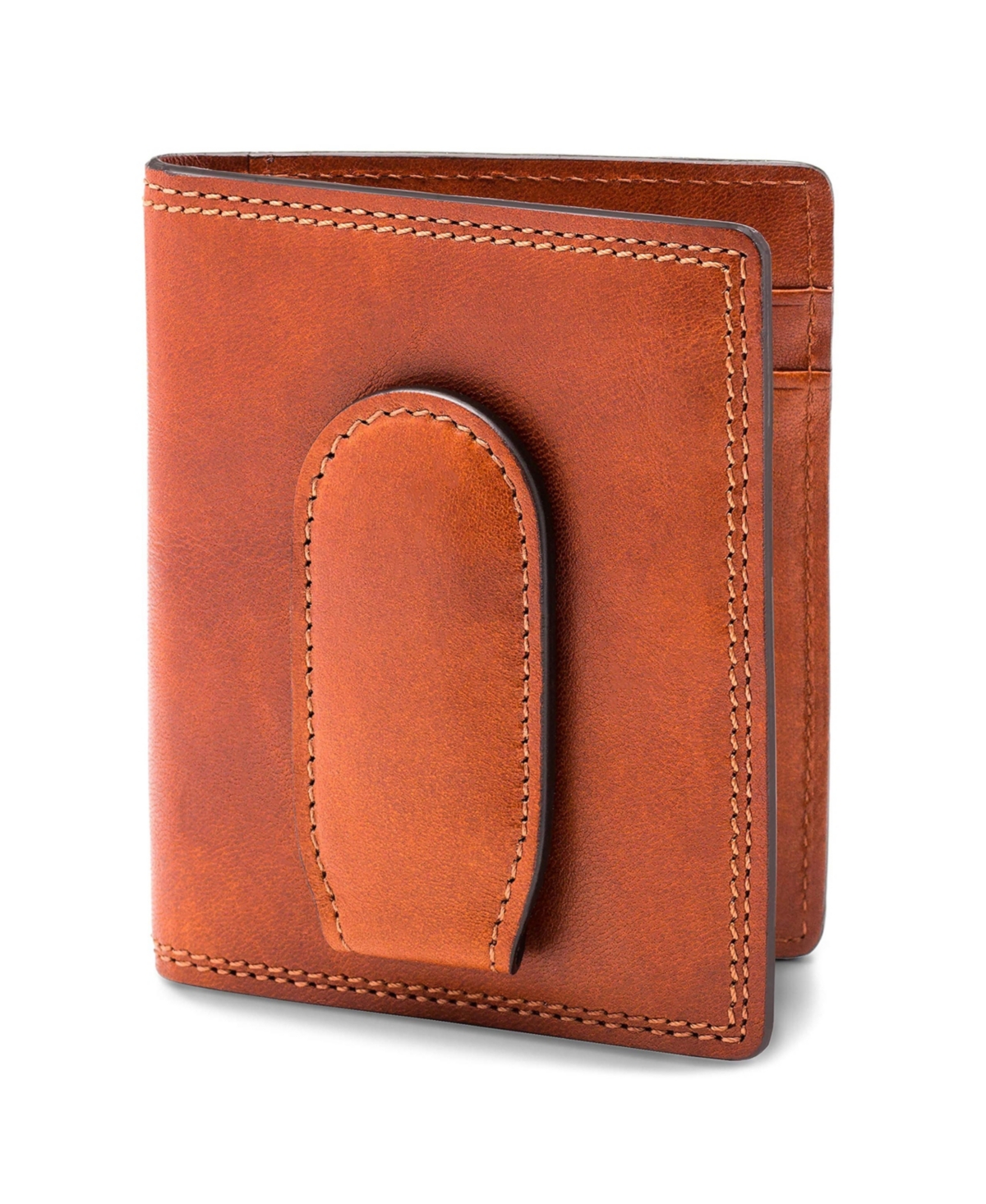 Men's Wallet, Dolce Leather Front Pocket Bifold Wallet with Magnetic Clip - Amber