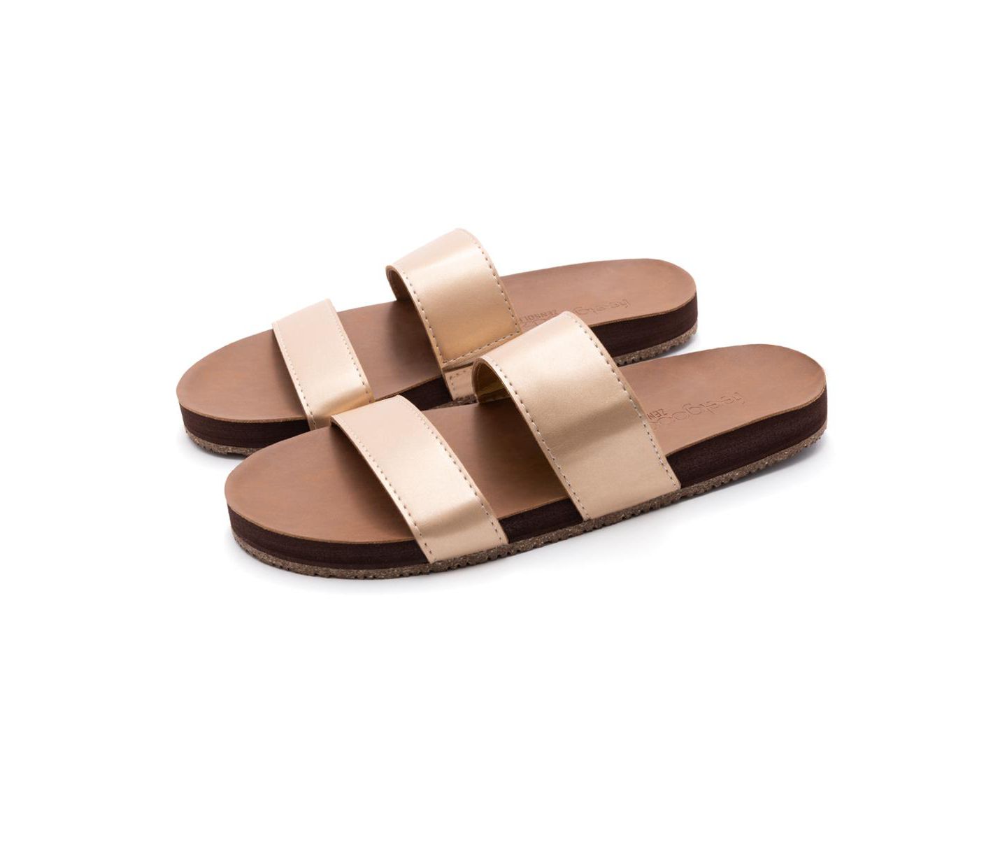 Женские сандалии Feelgoodz Zensole Vistas Faux Leather Double Strap Slide, цвет: Capiz — фото 1