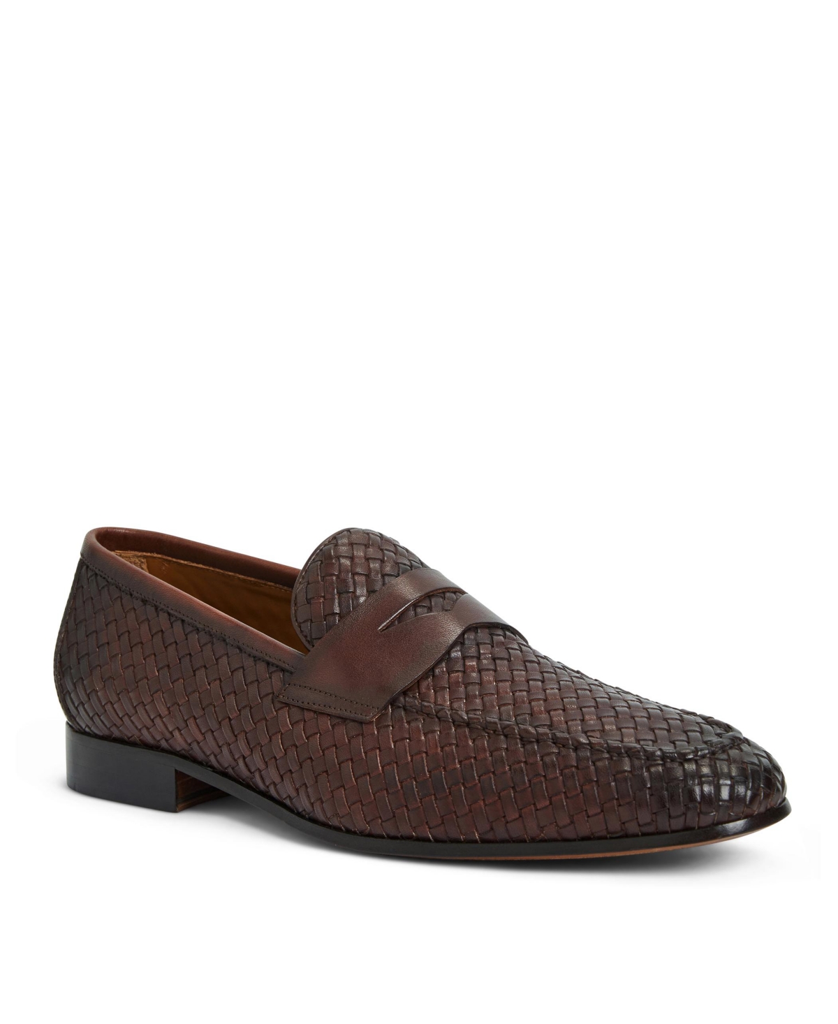 Men's Manfredo Woven Leather Penny Loafers - Brown Woven