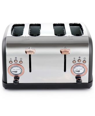 4 Slice Stainless Steel Wide Slot Retro Toaster
