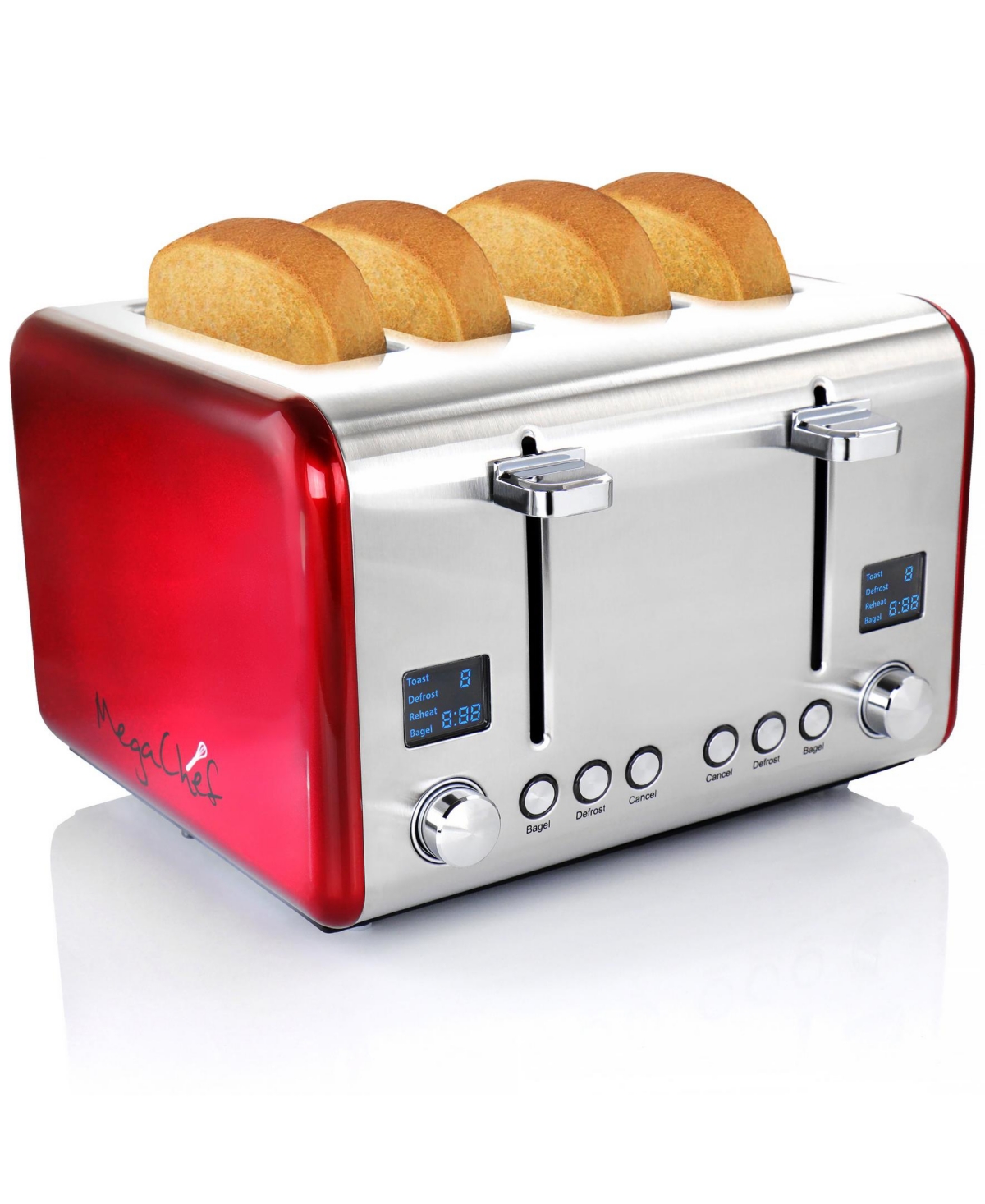 Megachef 4 Slice Toaster In Stainless Steel In Red