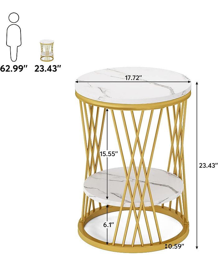 Tribesigns Round End Side Table, Modern Wood Metal Bedside Nightstand ...