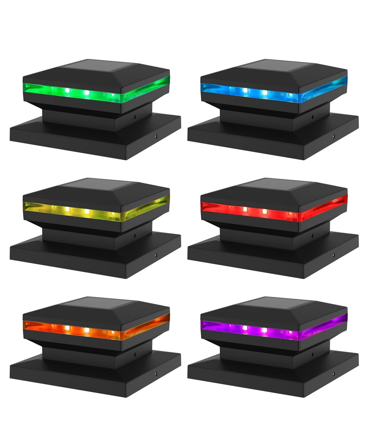 6-Pack Solar Post Cap Lights Outdoor Waterproof - White
