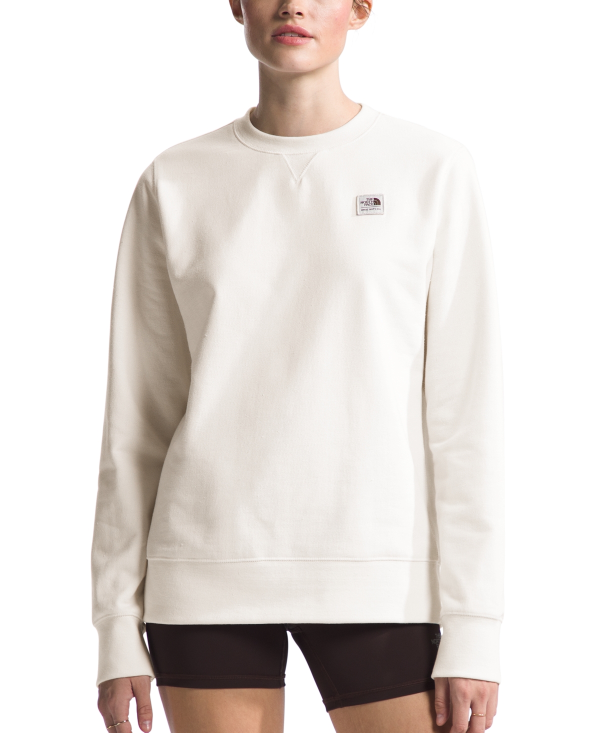 Shop The North Face Women's Heritage Patch Logo Sweatshirt In White Dune