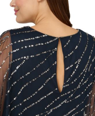 Plus Size Beaded Popover Gown 