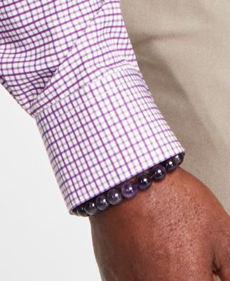 Men's Slim-Fit Plaid Dress Shirt