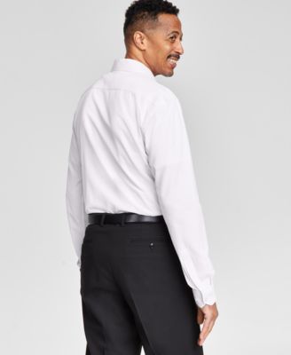 Men's Slim-Fit Blue Trim Solid Dress Shirt