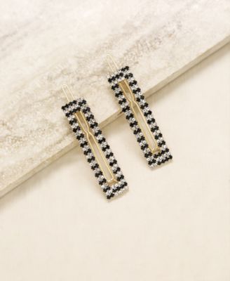 Black and Clear Crystal Rectangle Hair Barrettes