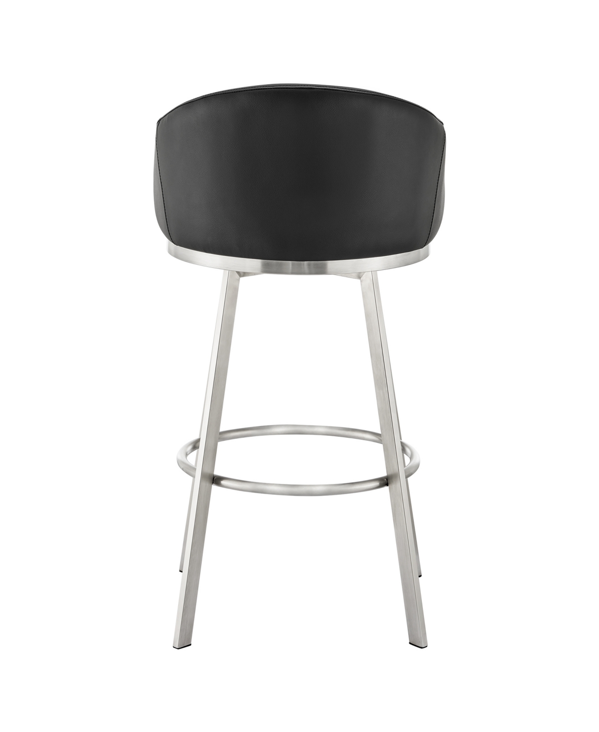 Armen Living Noran Swivel Bar Stool In Black,brushed Stainless Steel
