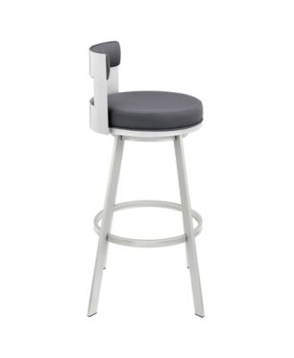 Flynn 26" Swivel Counter Stool in Silver Metal with Faux Leather