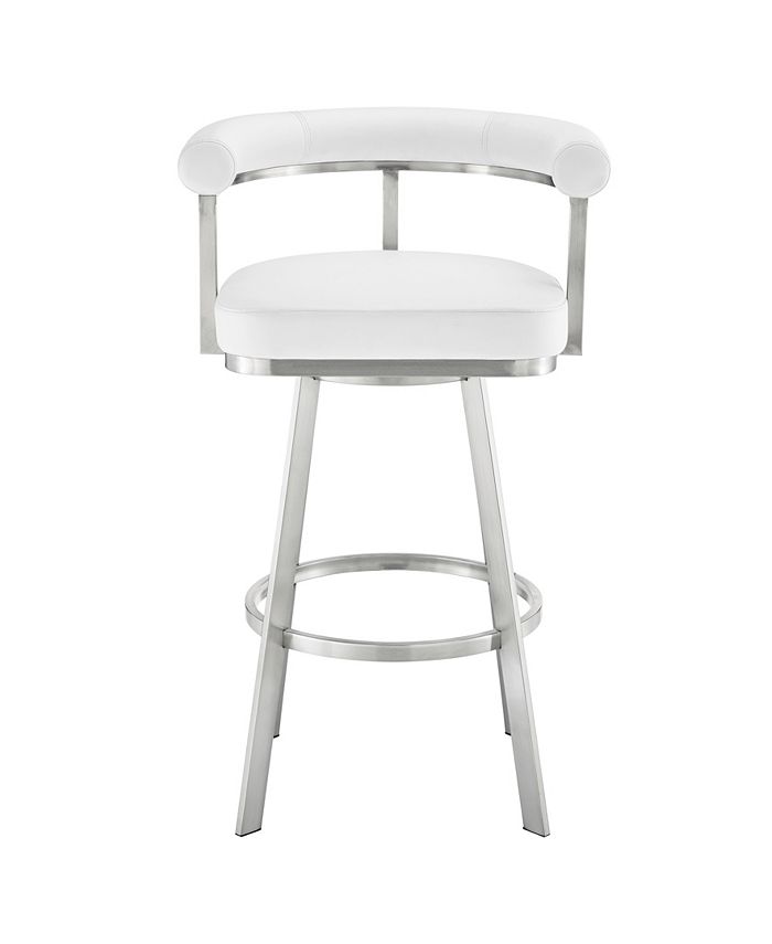 Armen Living Magnolia 26" Swivel Counter Stool in Brushed Stainless ...