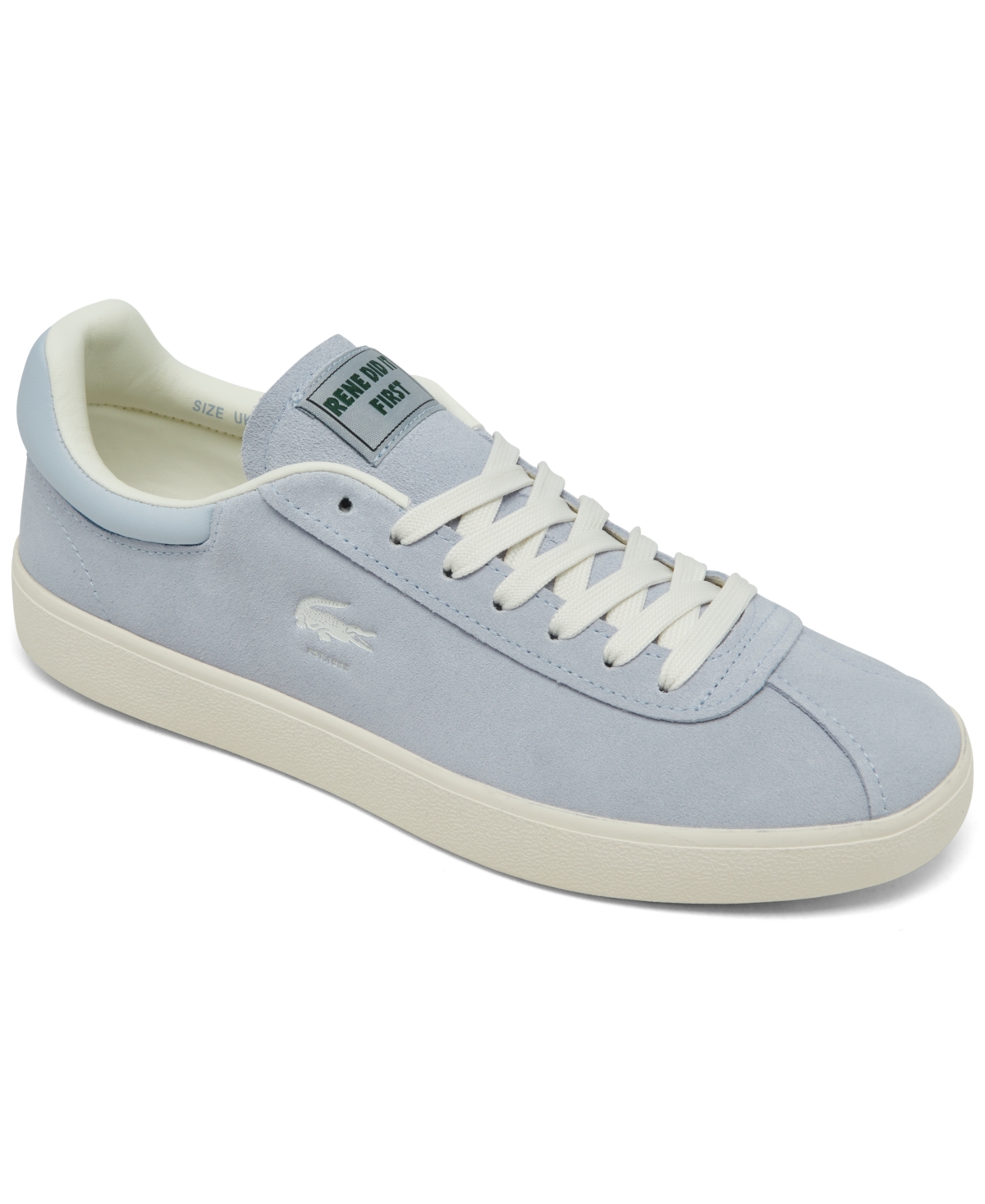 Shop Lacoste Women's Baseshot Suede Casual Sneakers From Finish Line In Light Blue,off White