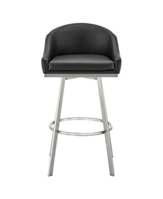 Eleanor 30" Swivel Bar Stool in Brushed Stainless Steel with Faux Leather