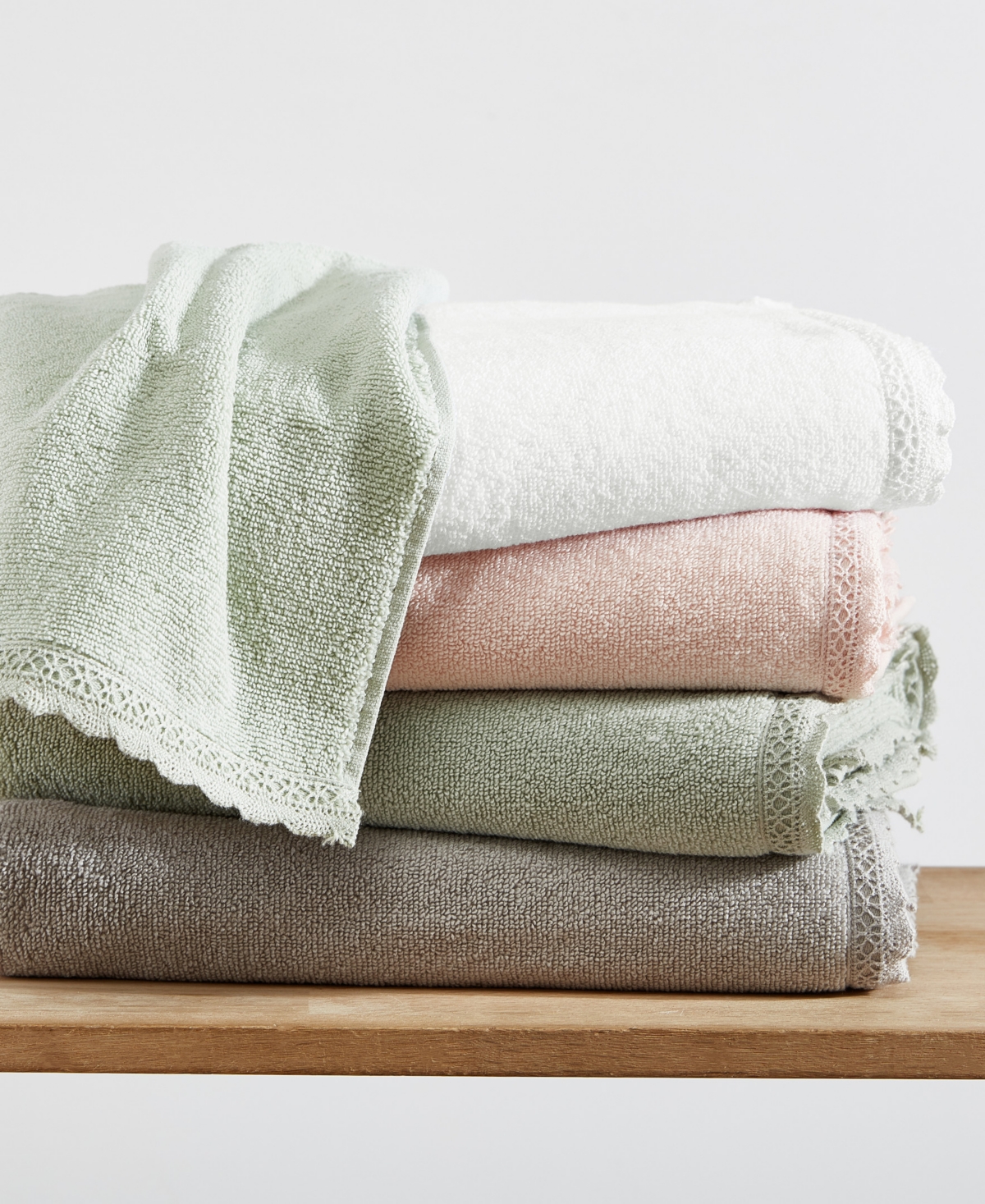Shop Laura Ashley Juliette Cotton Terry 3-pc Bath Towel Set In Pebble Gray