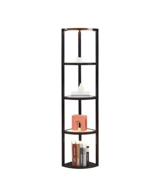 Fantasy Edge - Corner Glass Display Shelf Floor Lamp with Fully Dimmable LED, Remote Control