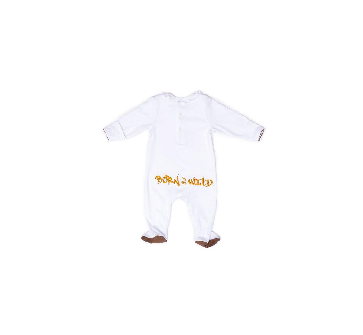 Royal Baby Collection Baby Royal Baby Horse Print Organic Cotton Gloved Footed Coverall With Hat in Gift Box - White with horse collage