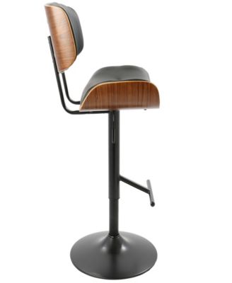 Lombardi Mid-Century Modern Adjustable Barstool in Faux Leather by Lumisource