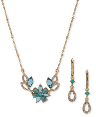 Anne Klein - Gold-Tone Floral Cluster Drop Earrings & Pendant Necklace Set
