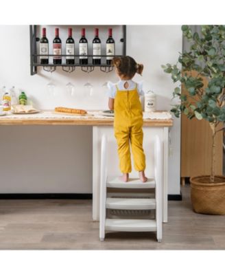 Kids 3-Step Stool with Safety Handles and Non-slip Pedals