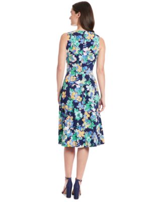 Petite Keyhole Pleat-Neck A-Line Dress