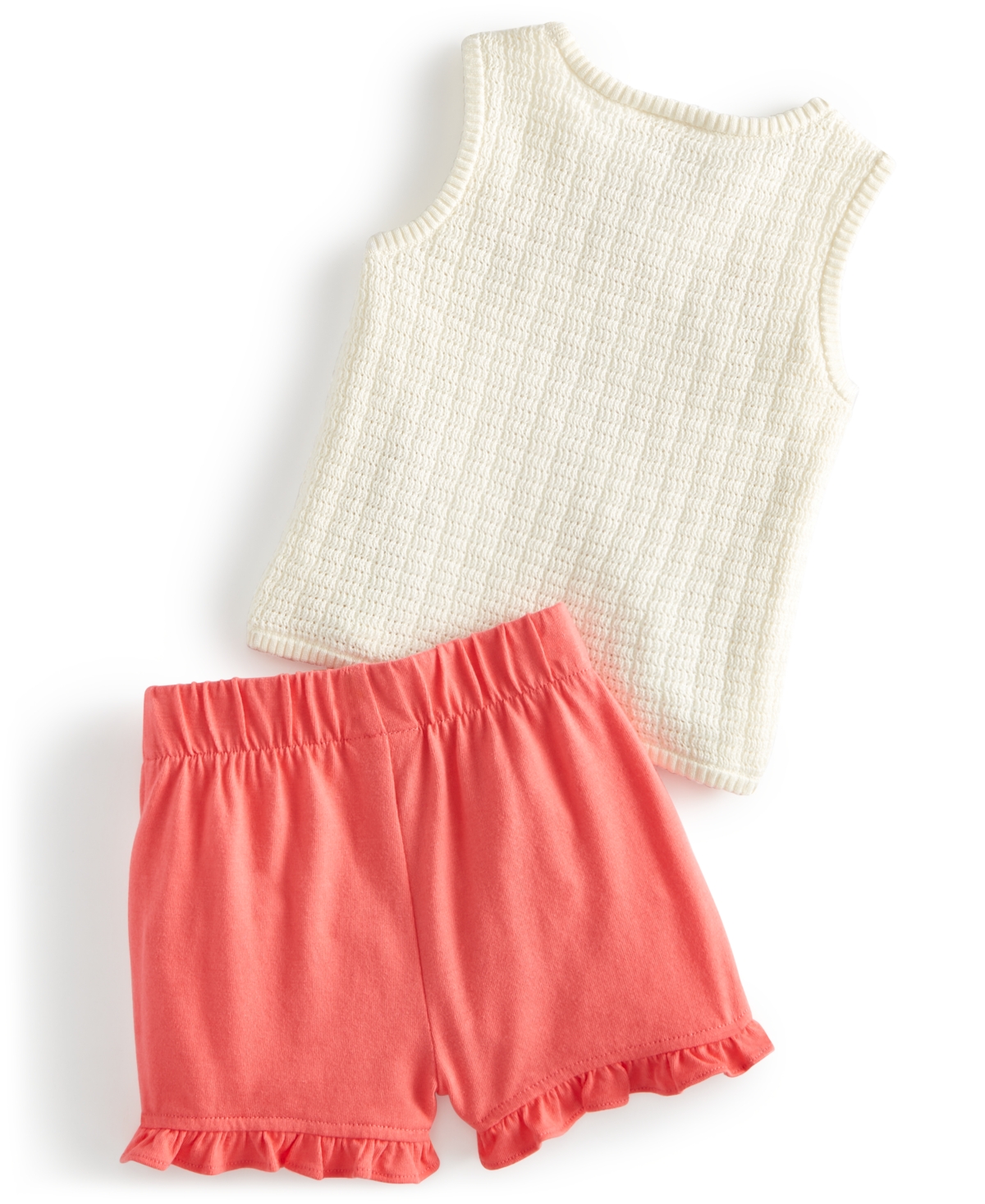 Shop First Impressions Baby Girls Fresh Stamps Crochet Tank Top & Shorts, 2 Piece Set, Created For Macy's In Almond Milk