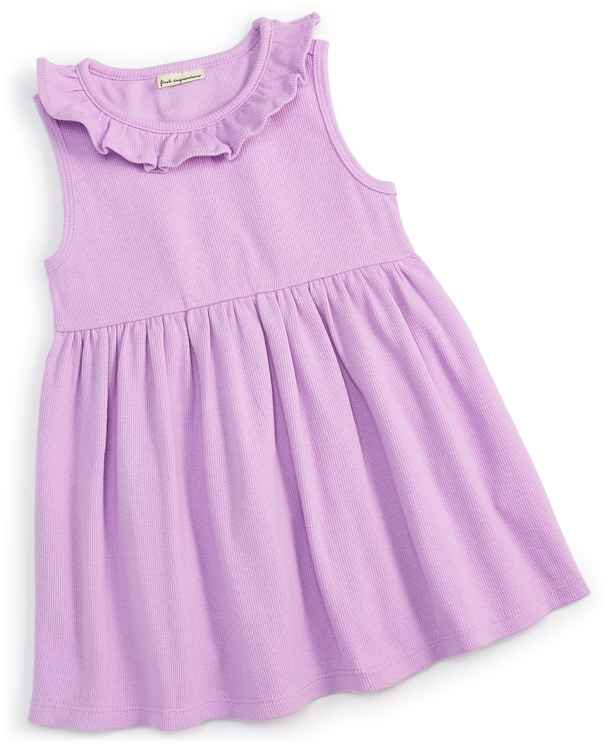 Shop First Impressions Baby Girls Solid Ribbed-knit Dress, Created For Macy's In Lavender Rose