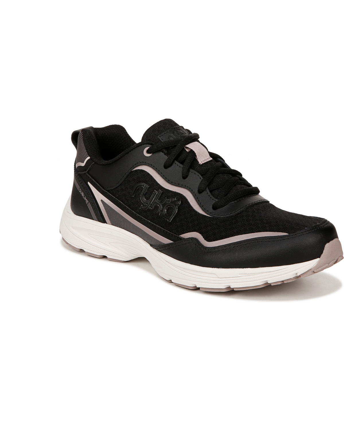 Ryka Women's Sublime Walking Sneakers In Black Mesh,leather,faux Leather
