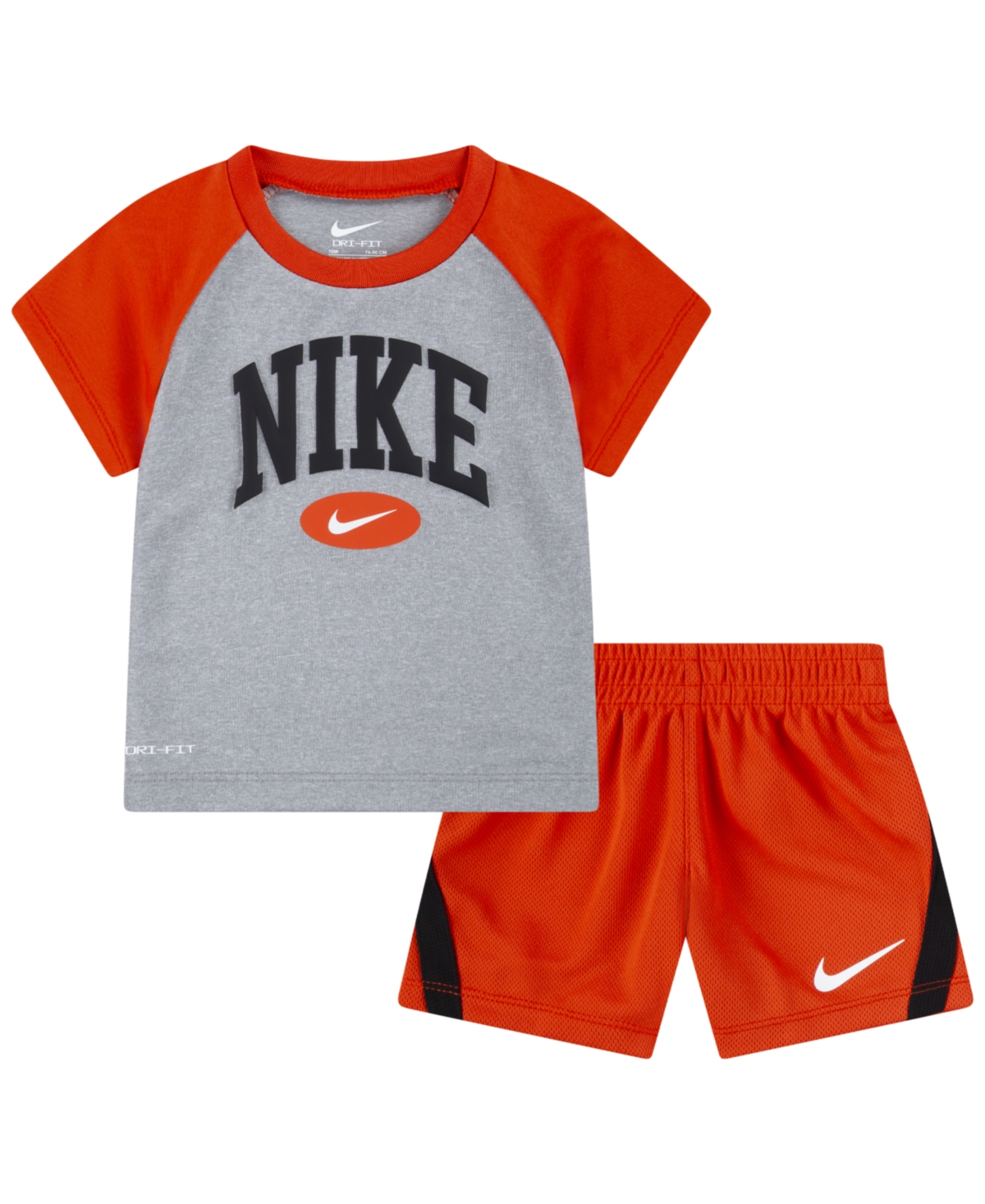 Nike Babies' Infant Raglan Tee And Mesh Shorts Set In Picante Red