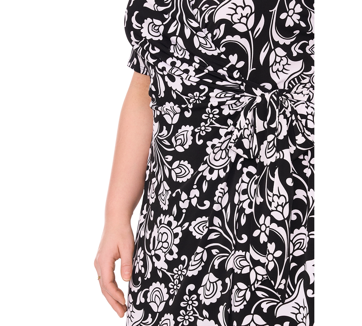 Shop Msk Plus Size Printed Wrap Midi Dress In Black