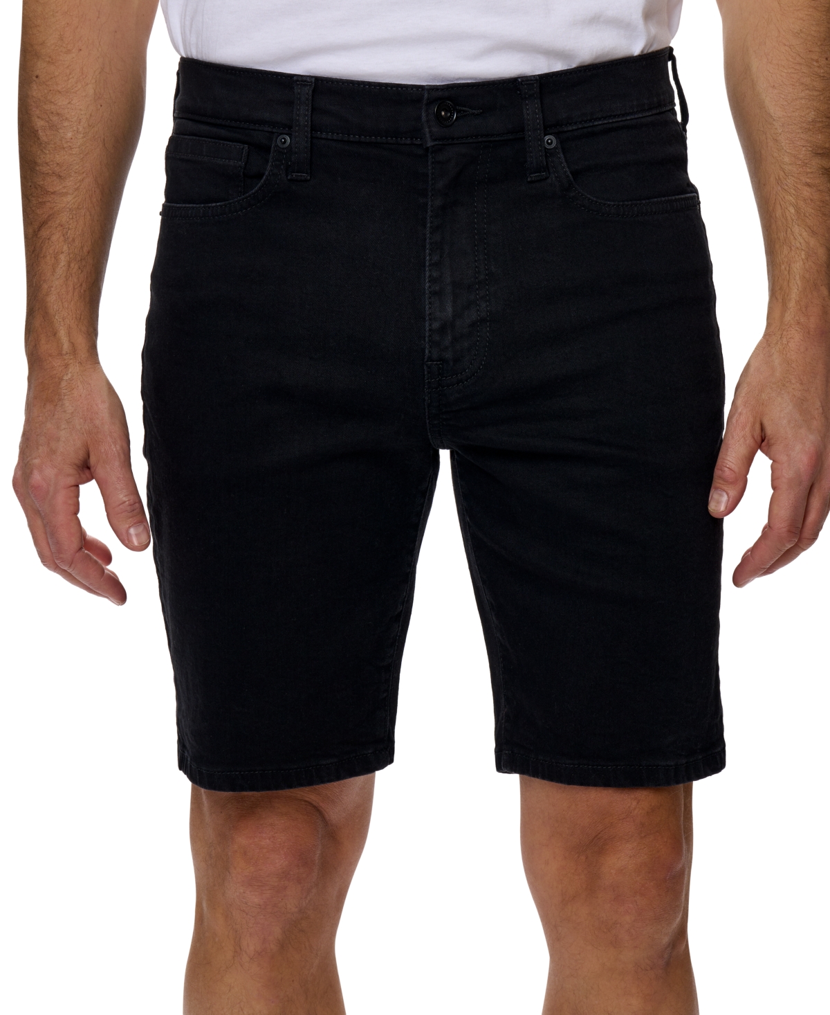 Shop Lazer Men's Slim-fit Stretch 9-1/2" Denim Shorts In Black