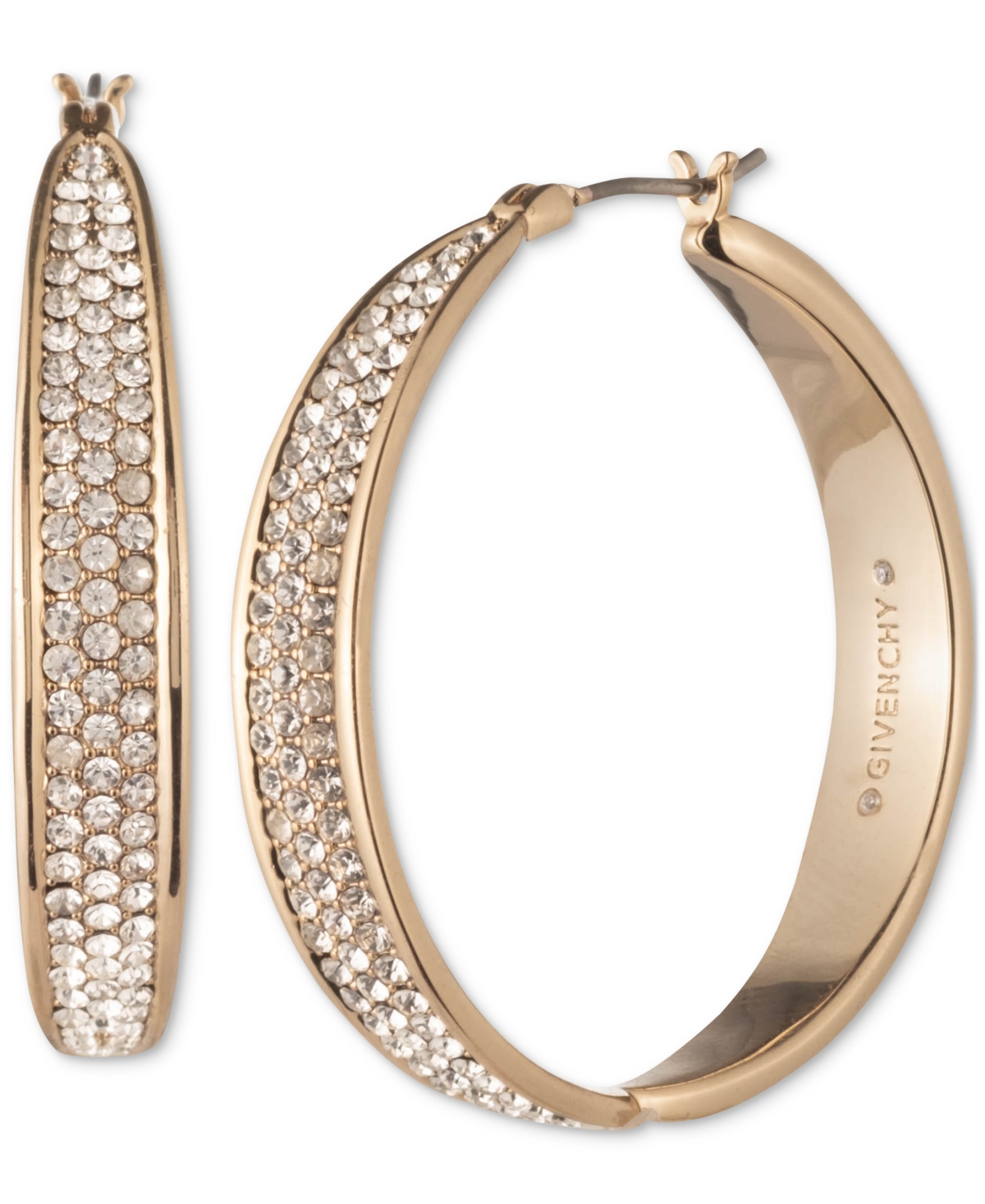 Shop Givenchy Medium Pave Hoop Earrings, 1.26" In Gold