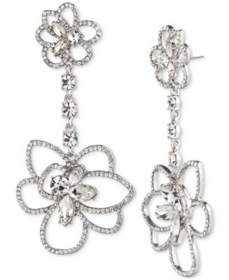 Givenchy Silver-Tone Pavé & Crystal Flower Statement Earrings - Macy's