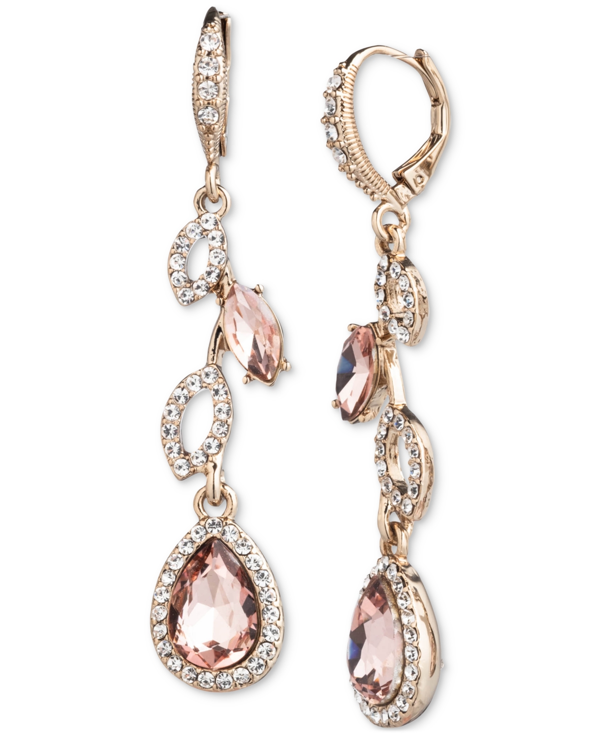 Shop Givenchy Pave & Color Crystal Linear Drop Earrings In Light Pink