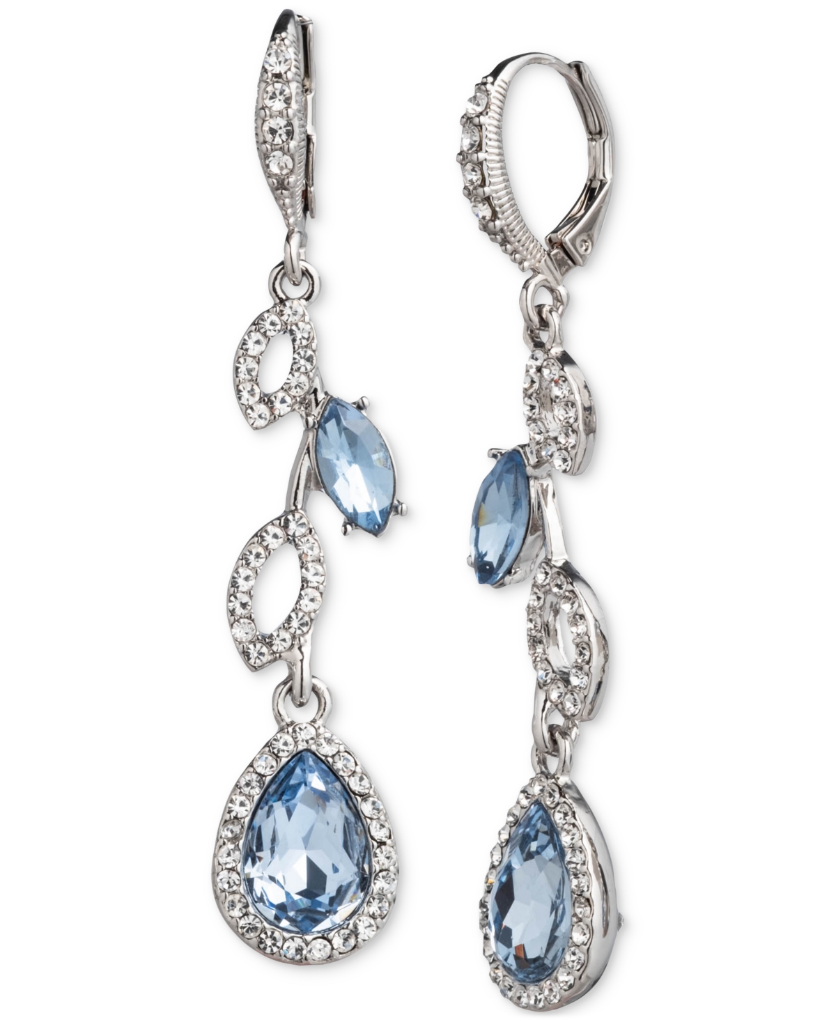 Pave & Color Crystal Linear Drop Earrings - Grotto Blu