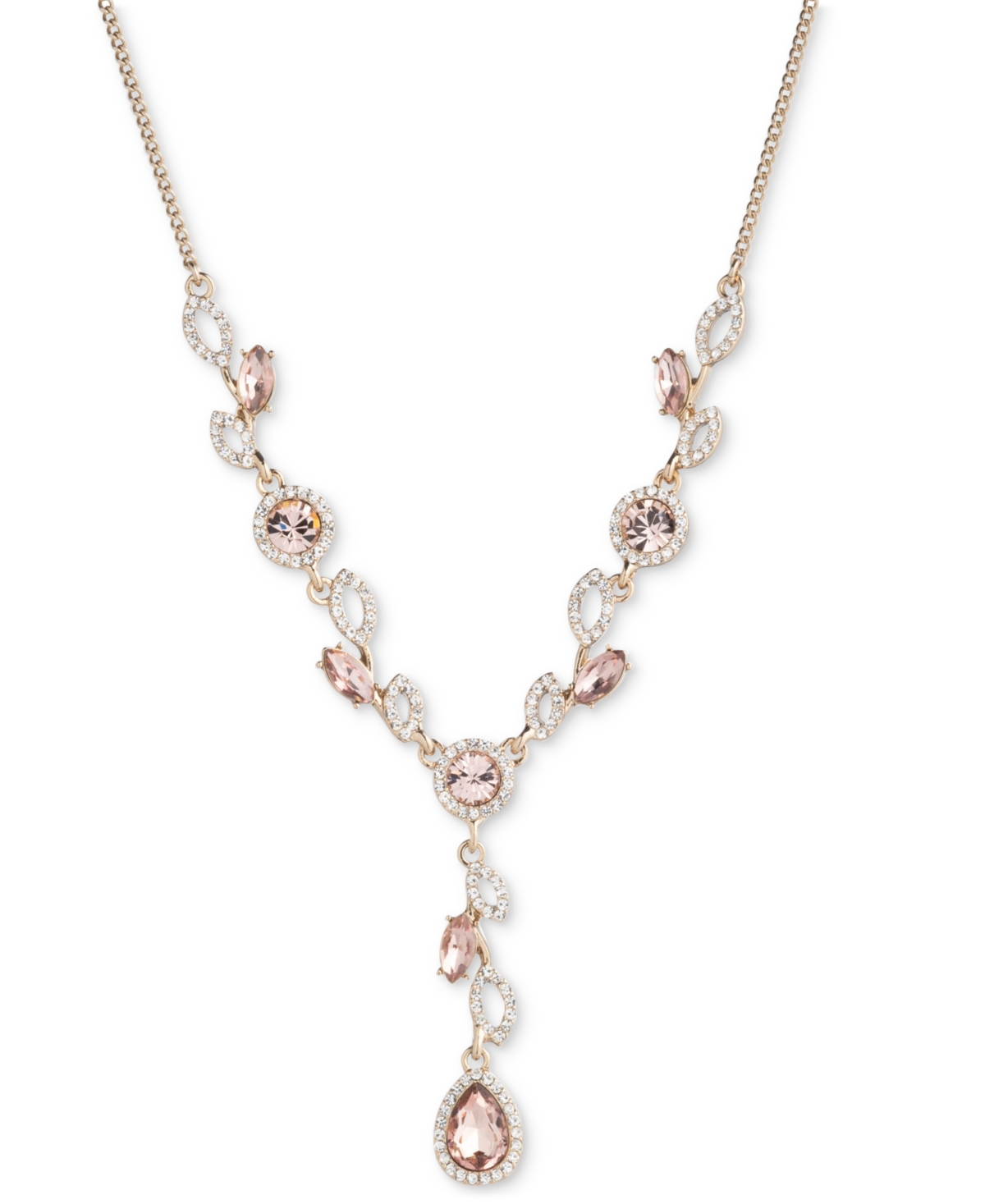 Shop Givenchy Pave & Blue Crystal Lariat Necklace, 16" + 3" Extender In Light Pink