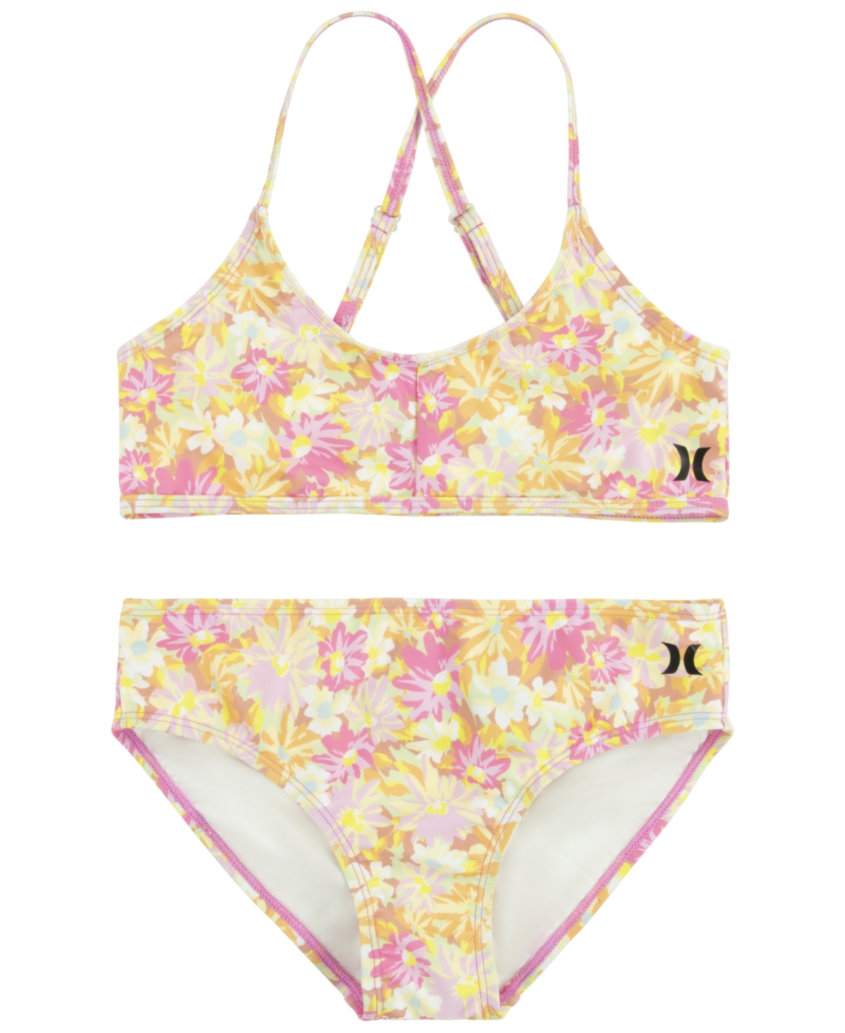 Shop Hurley Big Girls Triangle Bikini Set In Soft Pink Punch