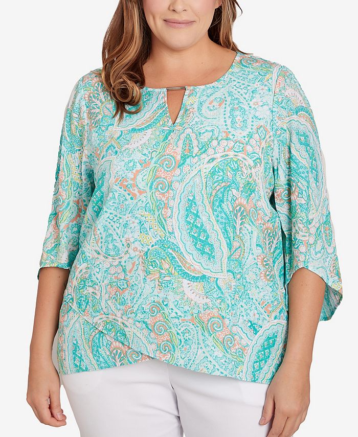 Ruby Rd. Plus Size Gauze Paisley Top - Macy's