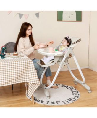 Kids Folding Dining High Chair with Adjustable Height and Recline