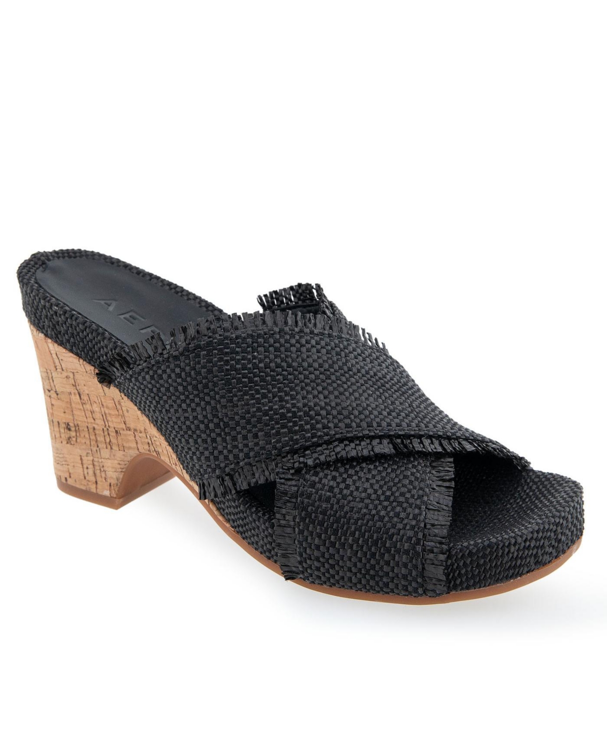 Shop Aerosoles Women's Madina Open Toe Wedge Sandals In Black Raffia