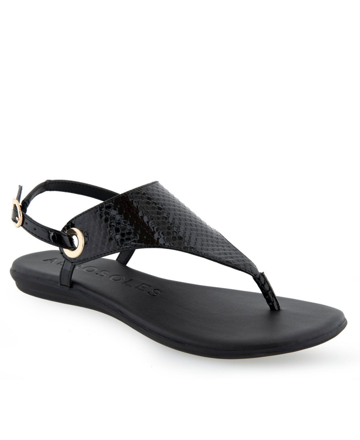 Shop Aerosoles Women's Conclusion Sandals In Black Snake Patent Polyurethane