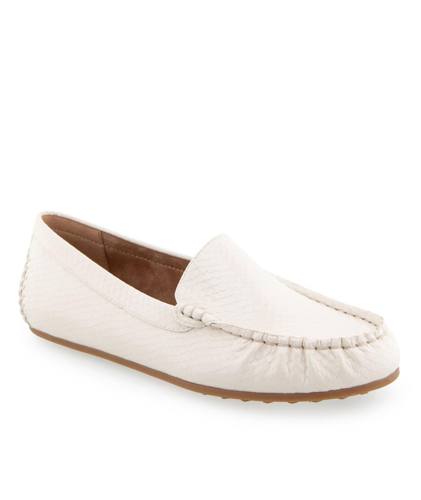 Женские туфли Aerosoles Over-Drive Casual Driver Slip-On, цвет: Сливочный змеиный лаковый — фото 1