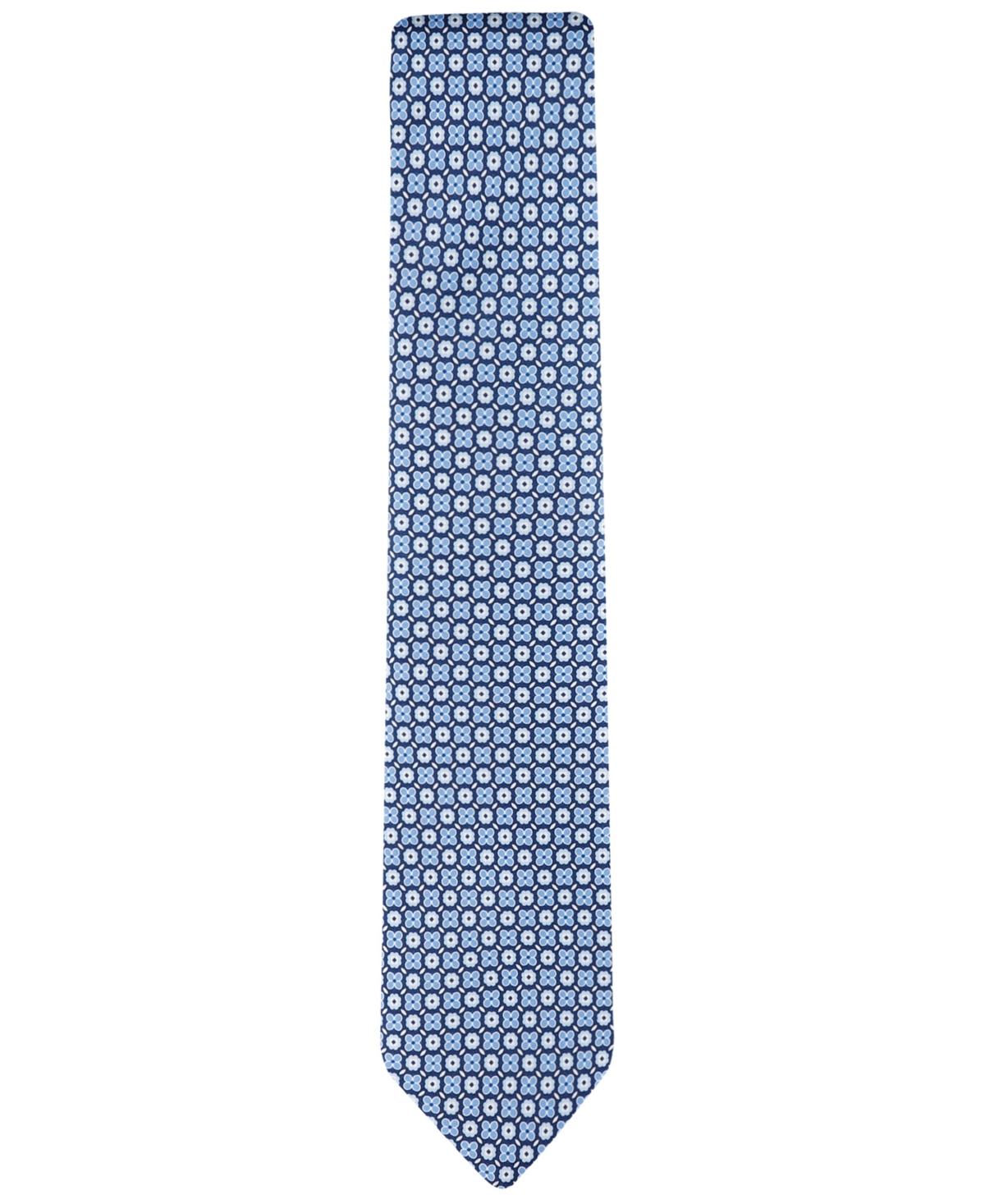 Shop Tommy Hilfiger Men's Classic Floral Geometric Silk Tie In Blue