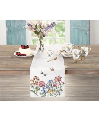 Butterfly Meadow Garden Embroidered Runner